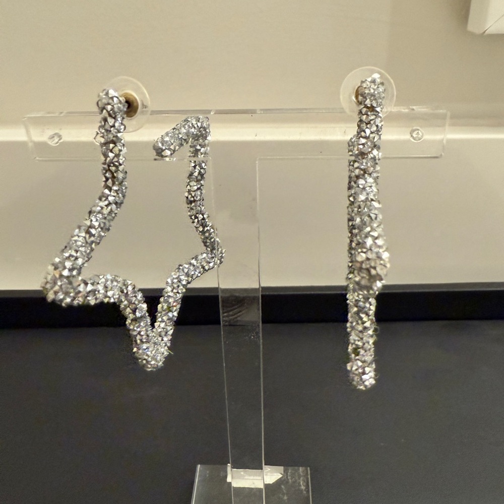 Silver Star and Bar Earrings
